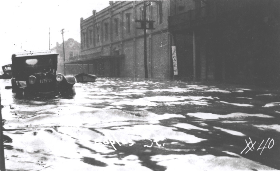 A rare photograph showing the flooded streets of Corpus Christi after it was struck by the 1919 Florida Keys Hurricane. (Texas A&M-Corpus Christi) A rare photograph showing the flooded streets of Corpus Christi after it was struck by the 1919 Florida Keys Hurricane. (Texas A&M-Corpus Christi)
